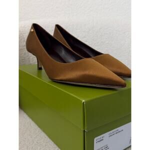Tory Burch Chic Brown Satin Pointed-Toe Pumps 10